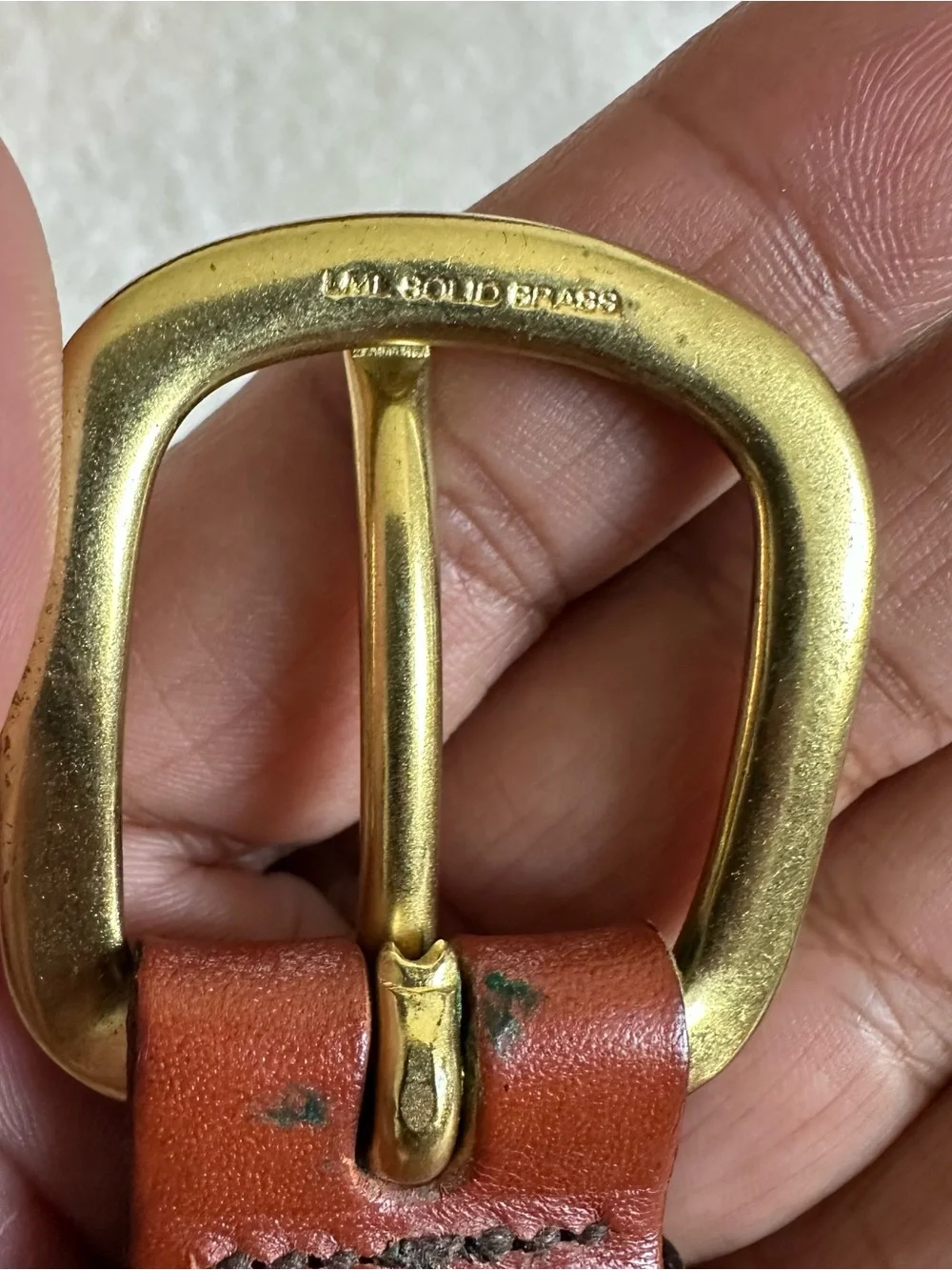 Vintage Leather Man Ltd Boat Ribbon Belt Brass Buckle Preppy Navy Sz 40